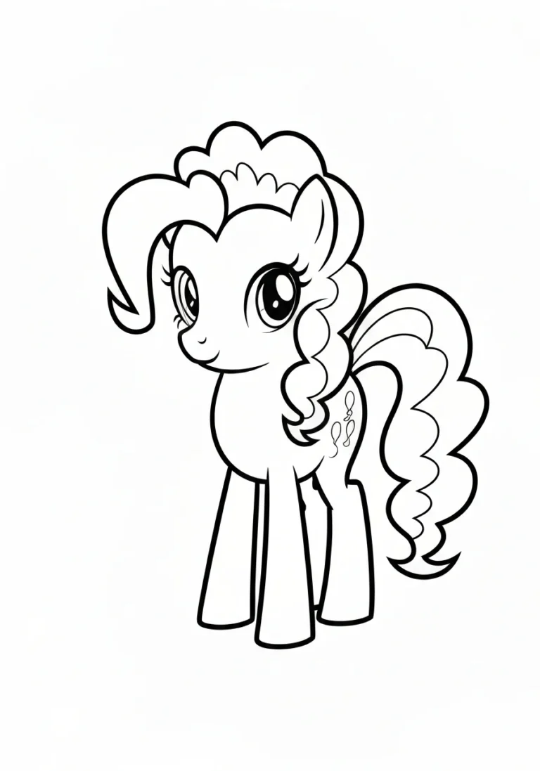 Pinkie Pie kolorowanka - różowy kucyk z Equestrii do druku - kolorowanka line-art do druku