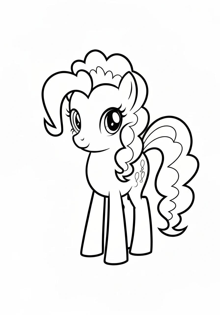 Pinkie Pie kolorowanka - różowy kucyk z Equestrii do druku - kolorowanka line-art do druku