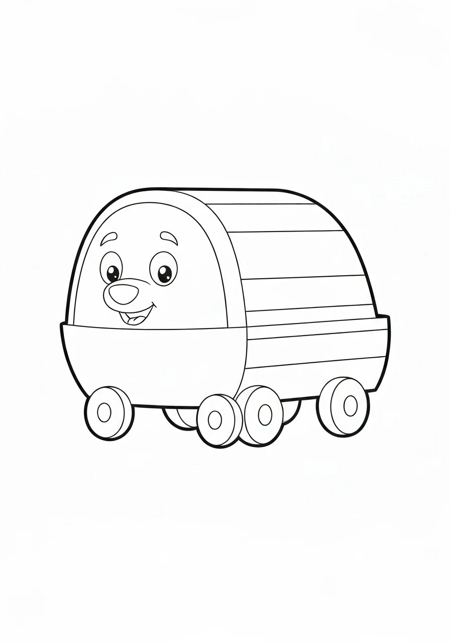 Pociąg z wagonami - kolorowanka do druku dla dzieci - kolorowanka line-art do druku
