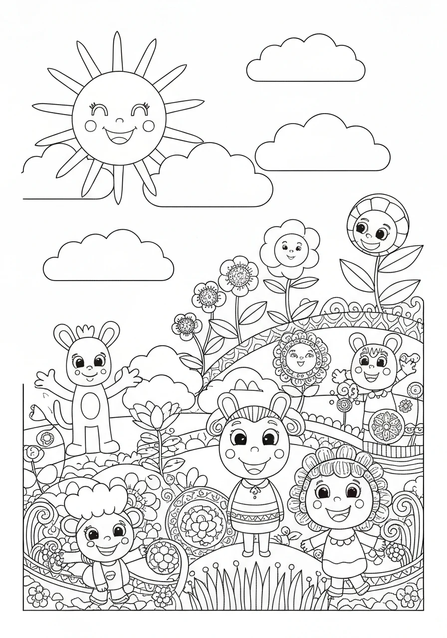 Pory roku - przewodnik kolorowanek edukacyjnych dla dzieci: wiosna, lato, jesień, zima - kolorowanka line-art do druku