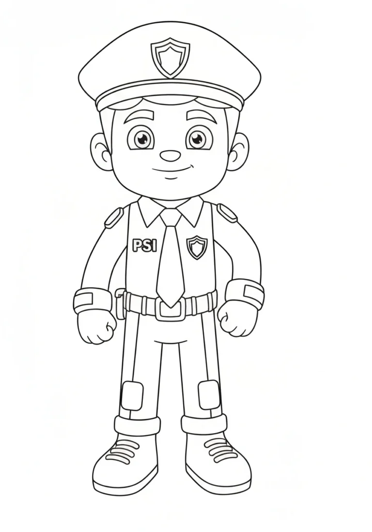 Psi Patrol Chase policjant - kolorowanka do druku i pobrania PDF - kolorowanka line-art do druku