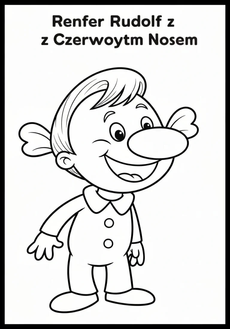 Renifer Rudolf z Czerwonym Nosem - Kolorowanka Świąteczna do Druku - kolorowanka line-art do druku
