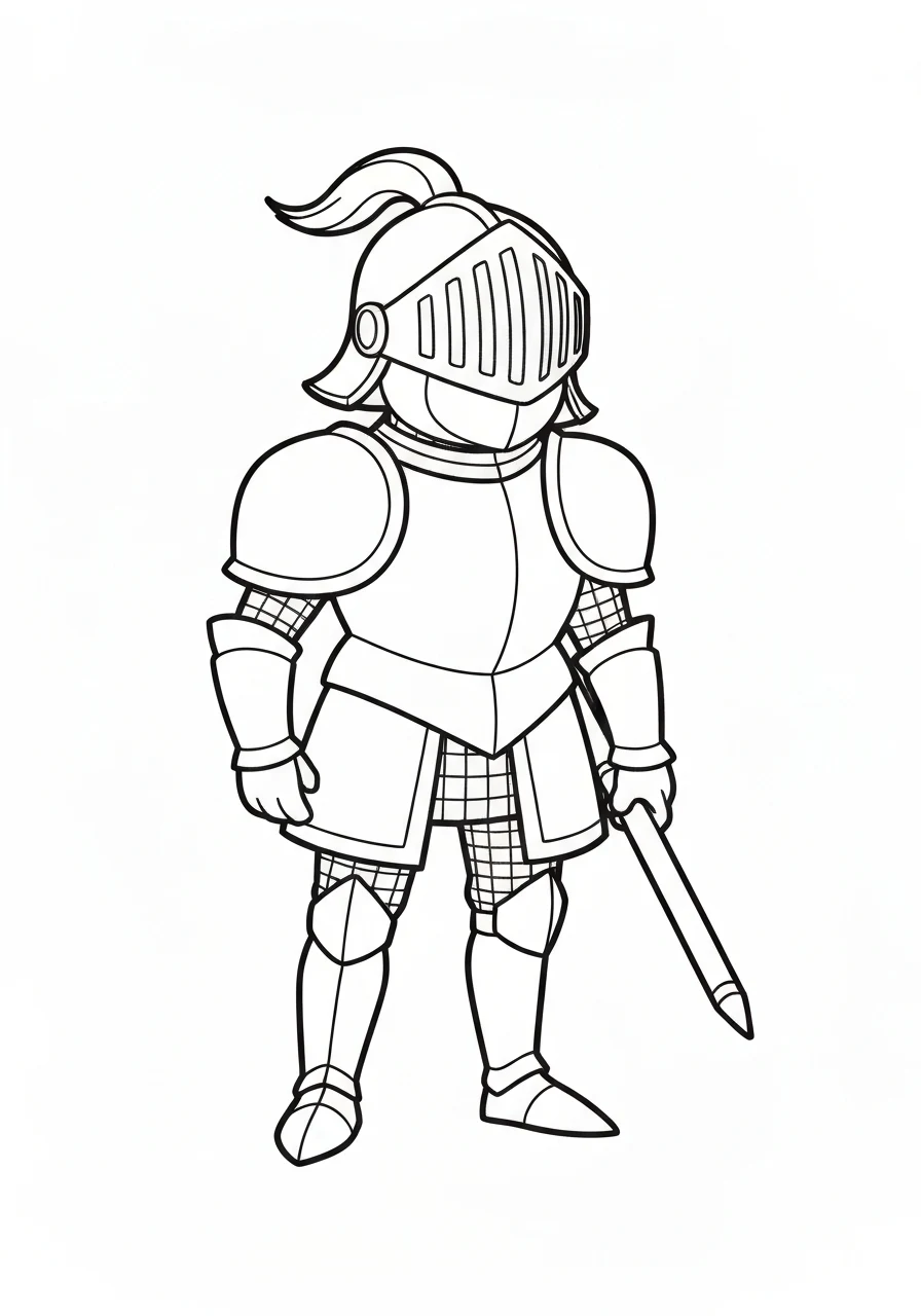 Rycerz na koniu podczas turnieju rycerskiego - kolorowanka do druku dla dzieci - kolorowanka line-art do druku