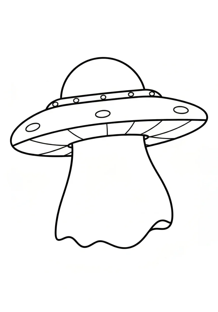 UFO statek kosmiczny - kolorowanka line-art do druku dla dzieci - kolorowanka line-art do druku
