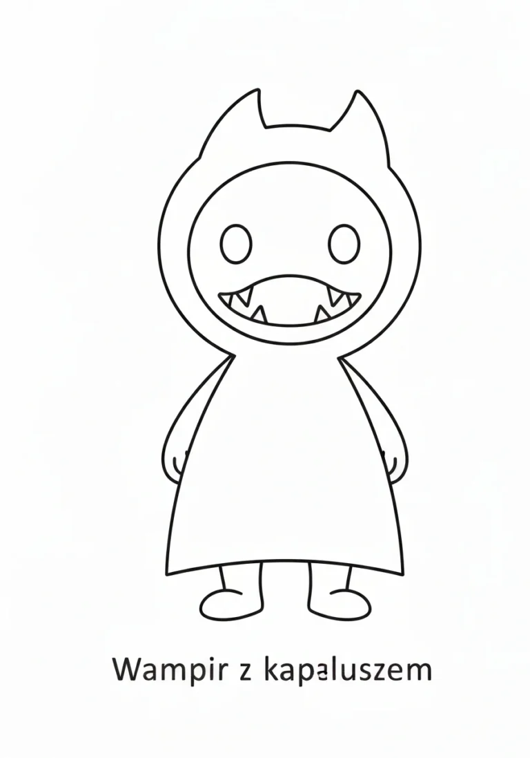 Wampir z kapeluszem - kolorowanka Halloween do druku i pobrania PDF - kolorowanka line-art do druku