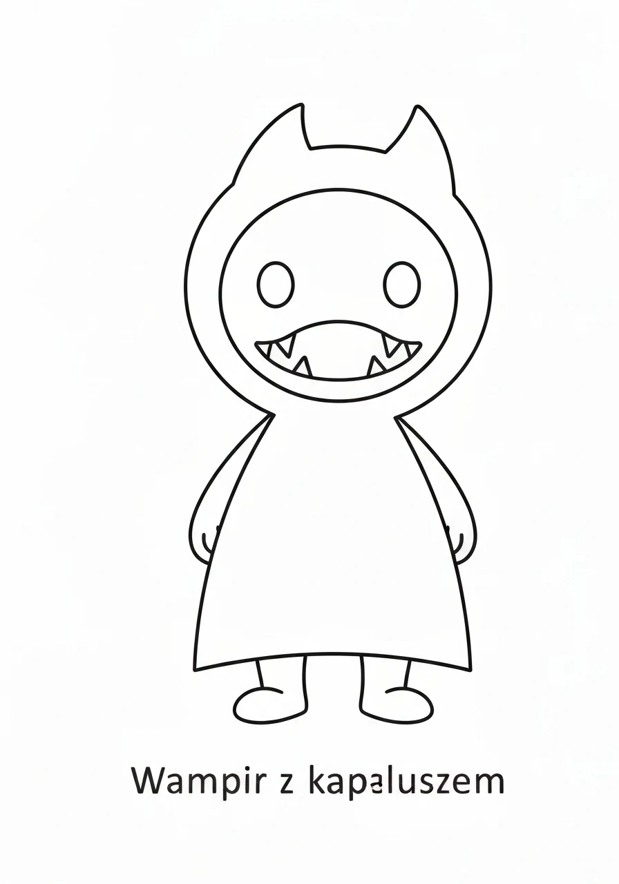 Wampir z kapeluszem - kolorowanka Halloween do druku i pobrania PDF - kolorowanka line-art do druku