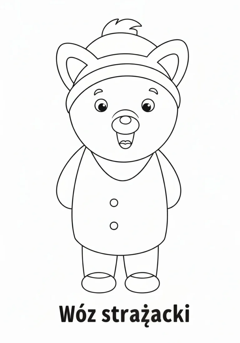 Wóz strażacki - kolorowanka transport specjalny do nauki dla dzieci - kolorowanka line-art do druku