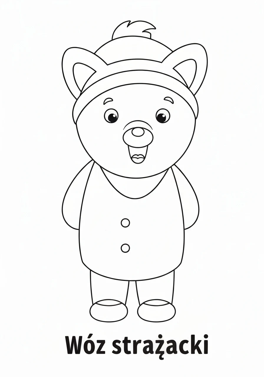 Wóz strażacki - kolorowanka transport specjalny do nauki dla dzieci - kolorowanka line-art do druku
