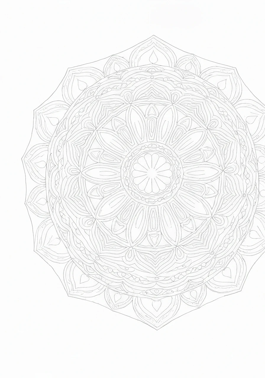 Wszystko o mandalach geometrycznych - kompletny przewodnik dla dorosłych - kolorowanka line-art do druku