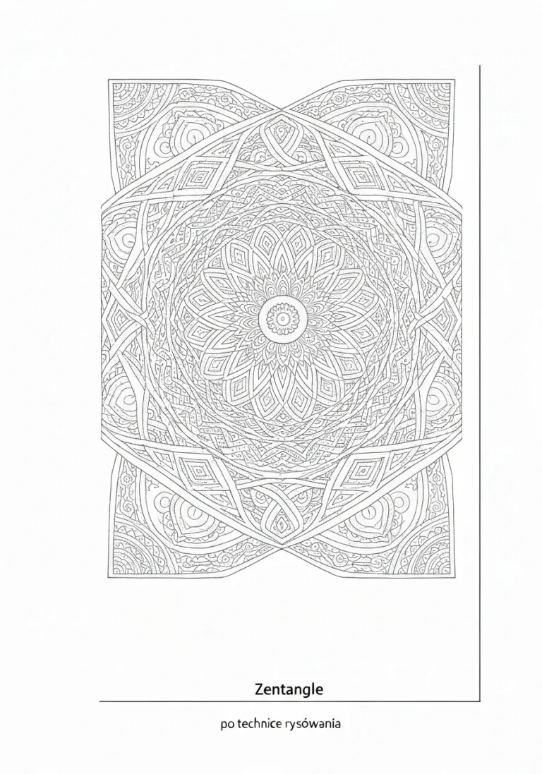 Zentangle - kompletny przewodnik po technice rysowania wzorów dla początkujących - kolorowanka line-art do druku