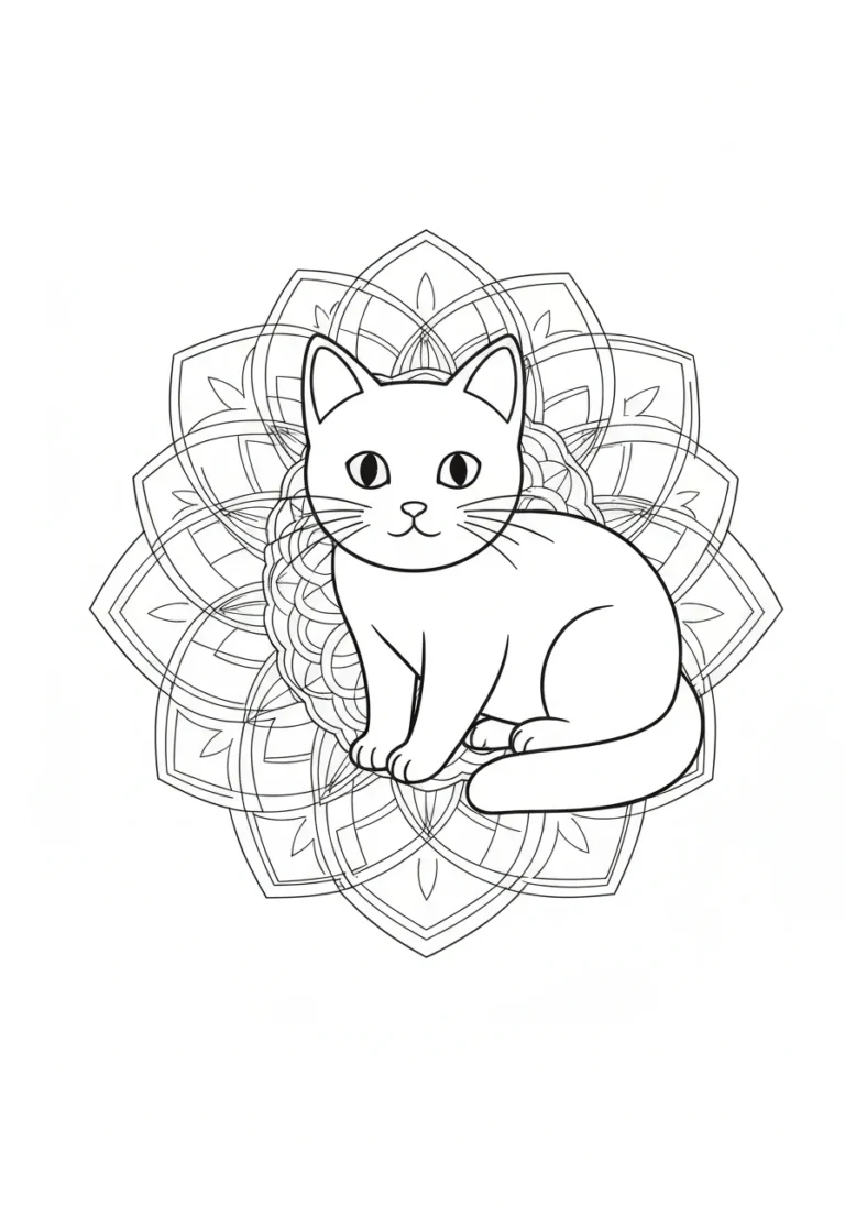 Zentangle kota - kolorowanka relaksacyjna dla dorosłych - kolorowanka line-art do druku
