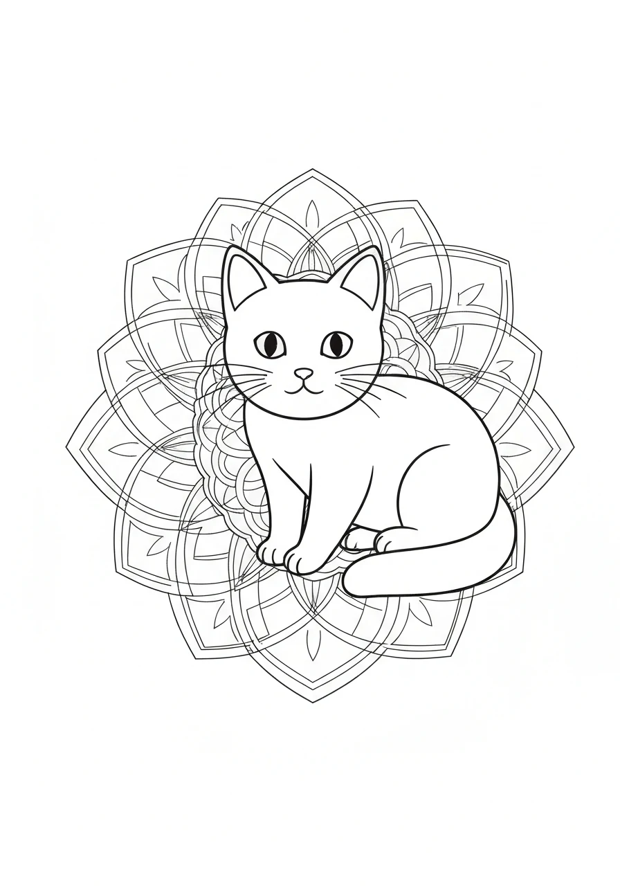 Zentangle kota - kolorowanka relaksacyjna dla dorosłych - kolorowanka line-art do druku