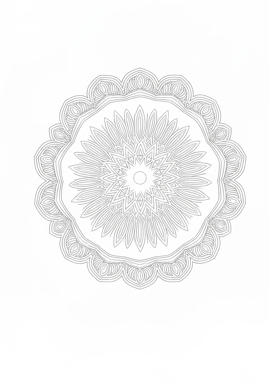 Zentangle pawia - piękny wzór pióropusza do kolorowania antystresowego - kolorowanka line-art do druku