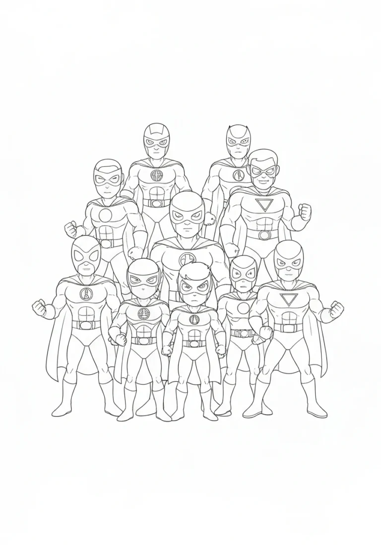 Avengers drużyna - kolorowanka Marvel - kolorowanka line-art do druku
