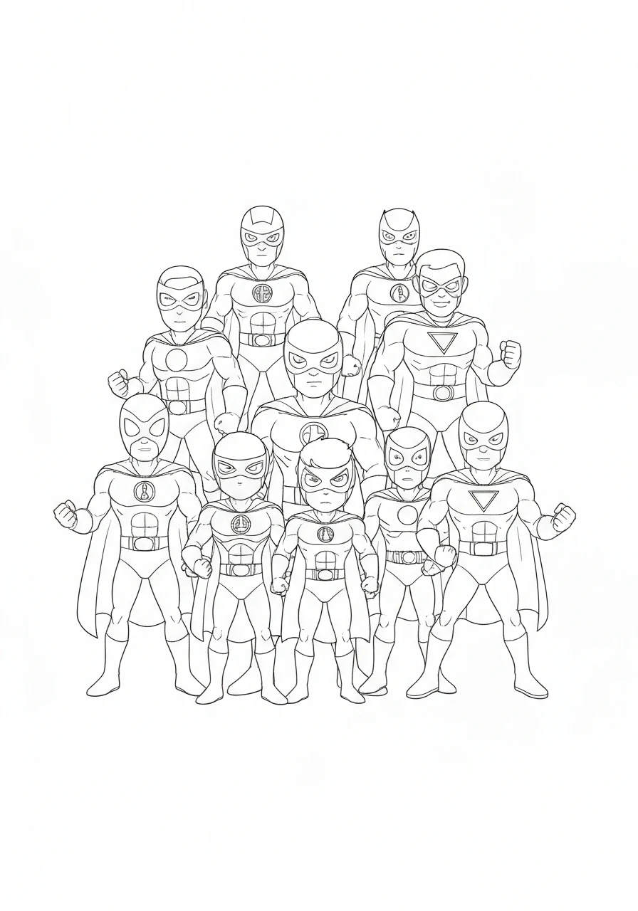 Avengers drużyna - kolorowanka Marvel - kolorowanka line-art do druku