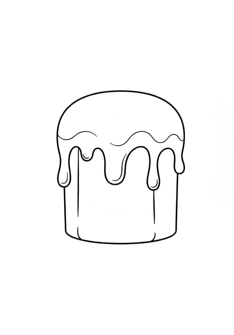 Babka wielkanocna z lukrem - kolorowanka - kolorowanka line-art do druku