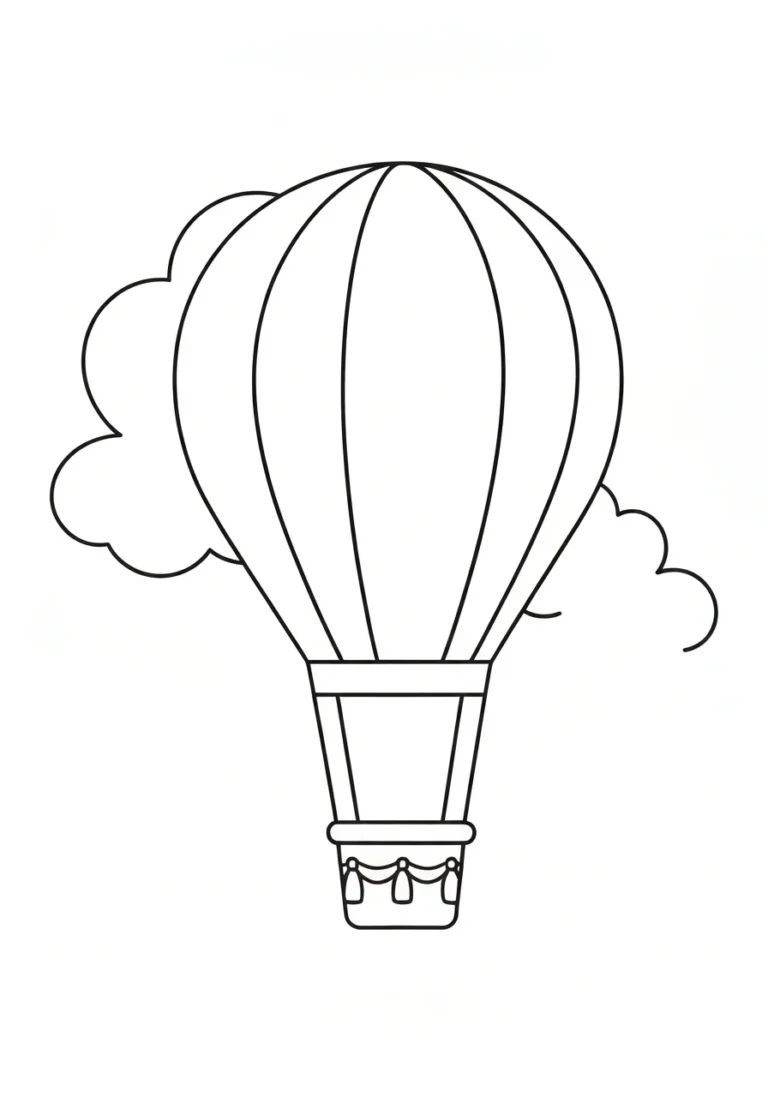 Balon na ogrzane powietrze - kolorowanka transport - kolorowanka line-art do druku