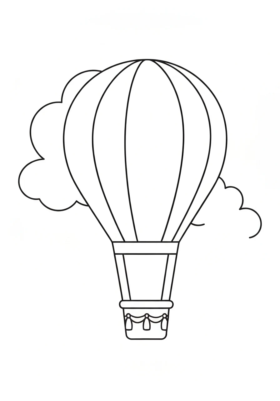 Balon na ogrzane powietrze - kolorowanka transport - kolorowanka line-art do druku