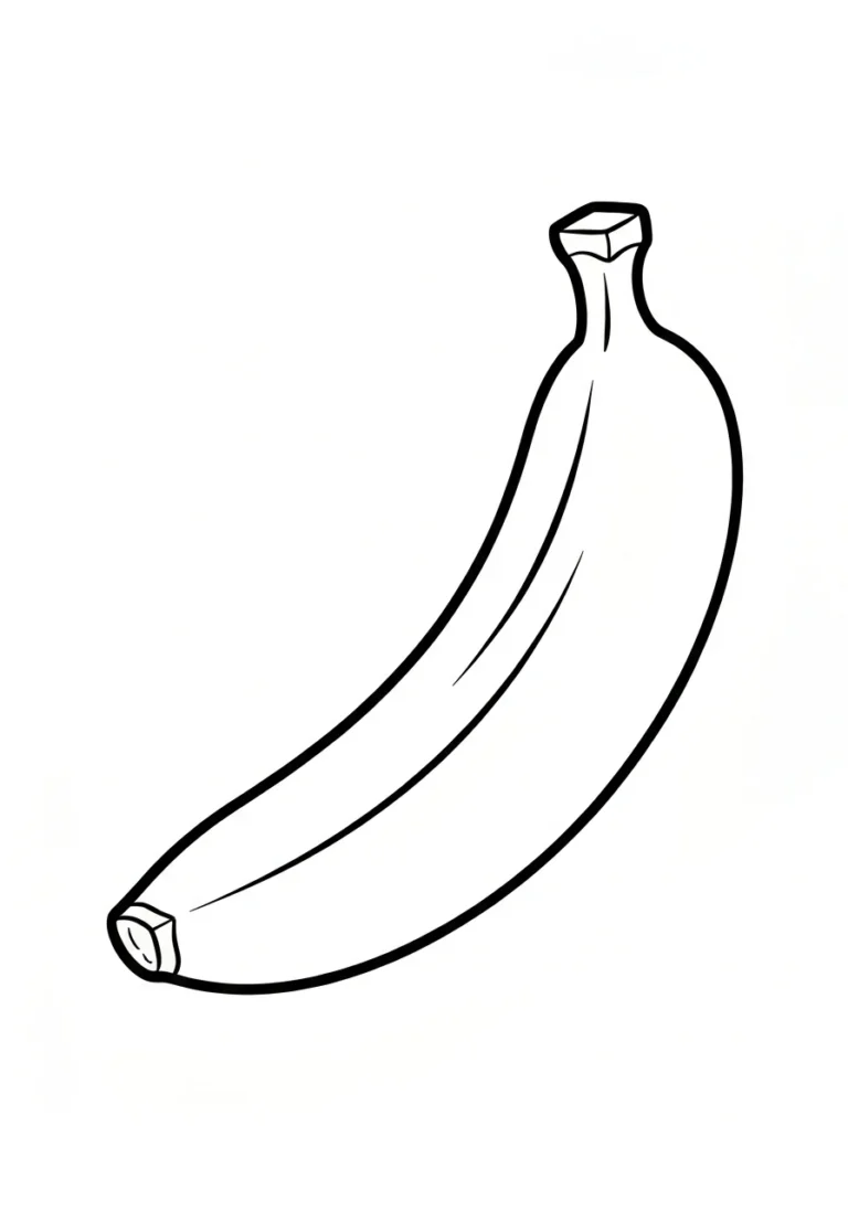 Banan - kolorowanka owoc PL+ENG - kolorowanka line-art do druku