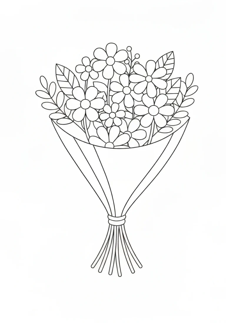 Bukiet kwiatów dla nauczyciela - kolorowanka - kolorowanka line-art do druku