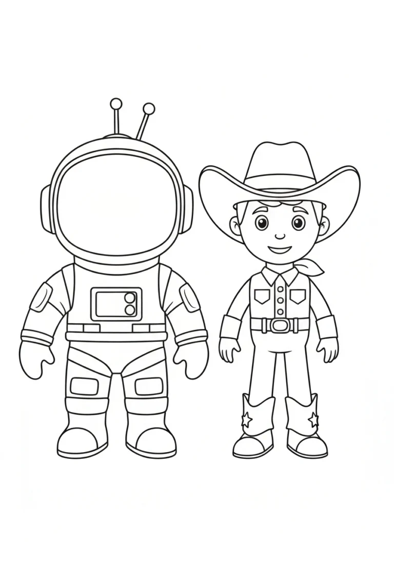 Buzz i Chudy razem - kolorowanka Toy Story duo - kolorowanka line-art do druku