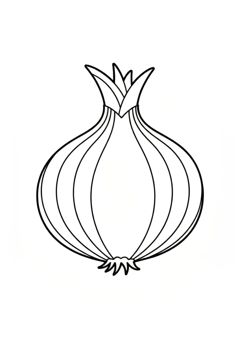 Cebula - kolorowanka warzywo PL+ENG - kolorowanka line-art do druku