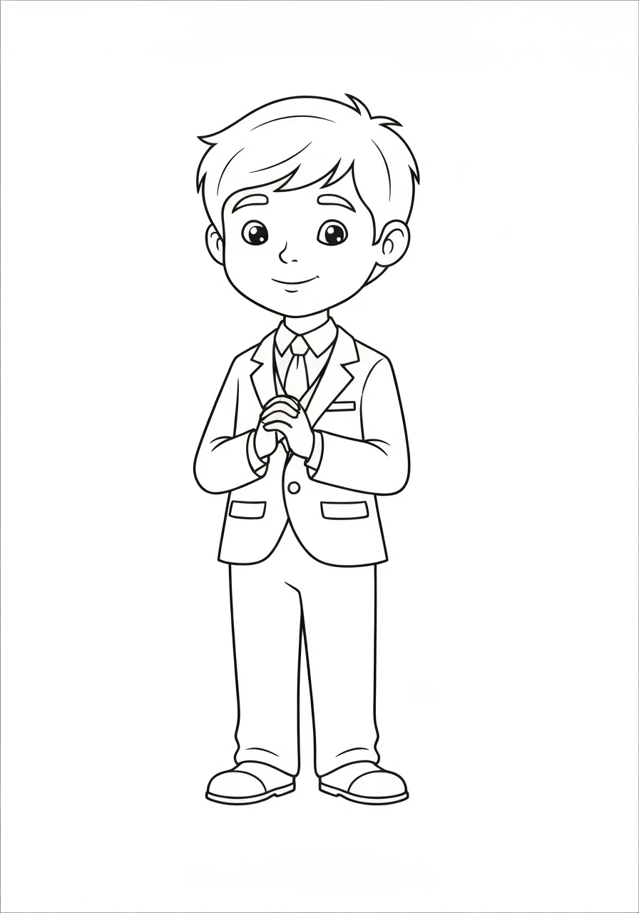 Chłopiec do Pierwszej Komunii - kolorowanka - kolorowanka line-art do druku