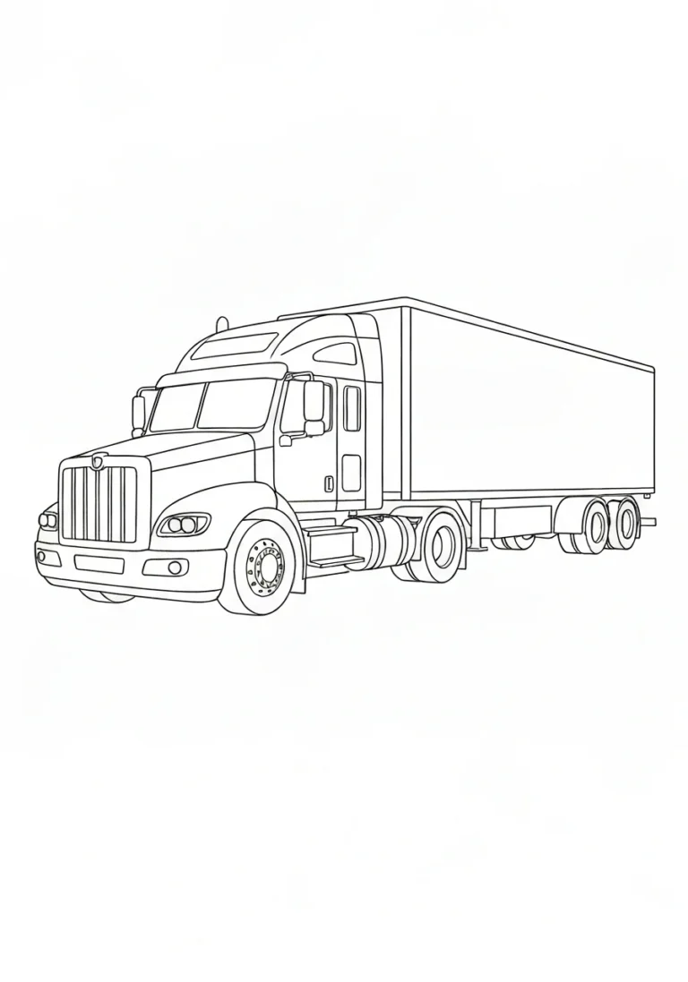Ciężarówka TIR - kolorowanka transport - kolorowanka line-art do druku
