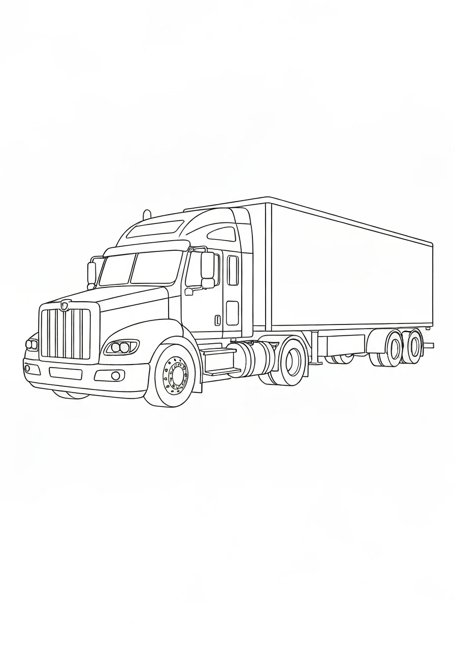 Ciężarówka TIR - kolorowanka transport - kolorowanka line-art do druku