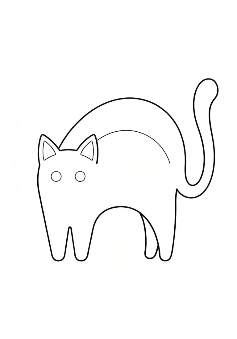 Czarny kot Halloween - kolorowanka - kolorowanka line-art do druku