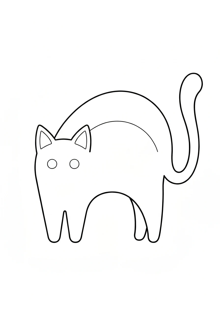 Czarny kot Halloween - kolorowanka - kolorowanka line-art do druku
