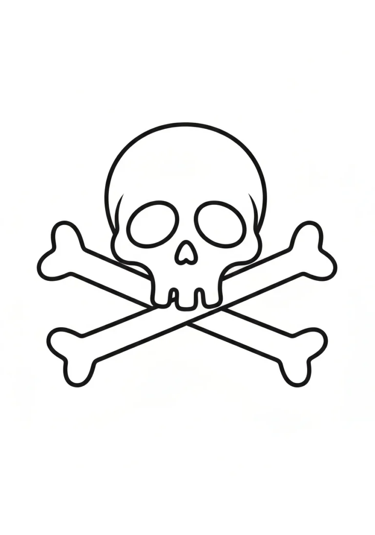Czaszka pirata Jolly Roger - kolorowanka symbolu - kolorowanka line-art do druku