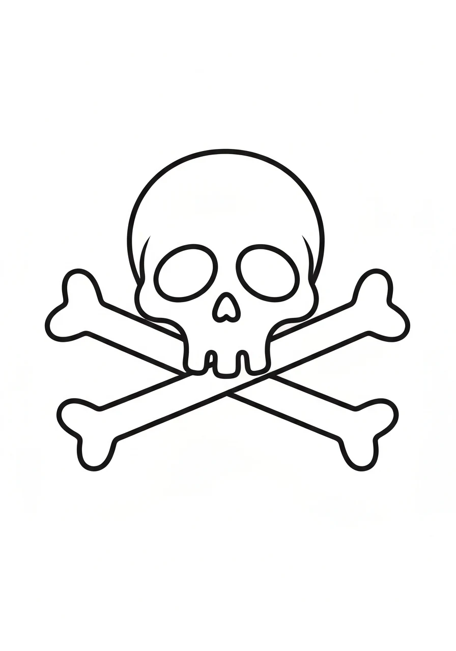 Czaszka pirata Jolly Roger - kolorowanka symbolu - kolorowanka line-art do druku