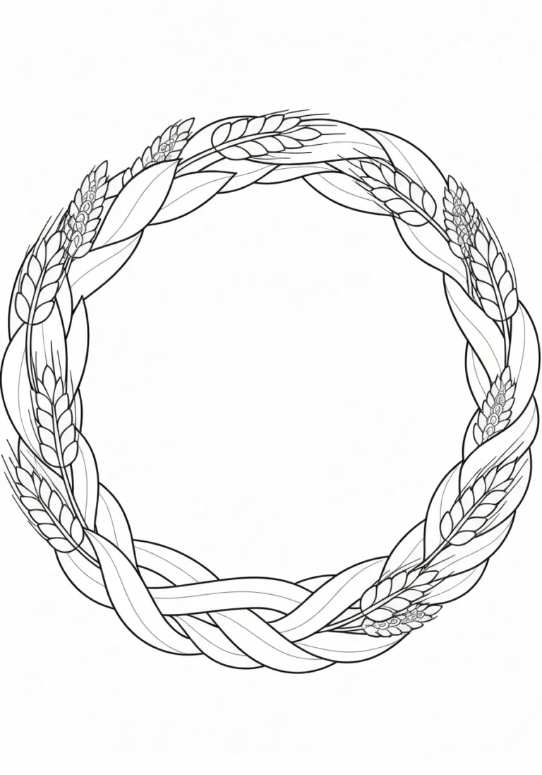 Dożynki - wieniec ze zboża - kolorowanka - kolorowanka line-art do druku