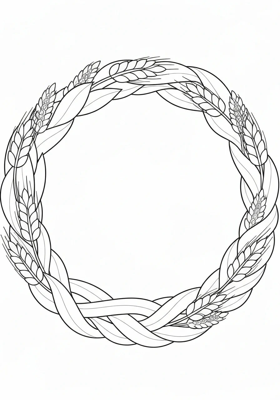 Dożynki - wieniec ze zboża - kolorowanka - kolorowanka line-art do druku