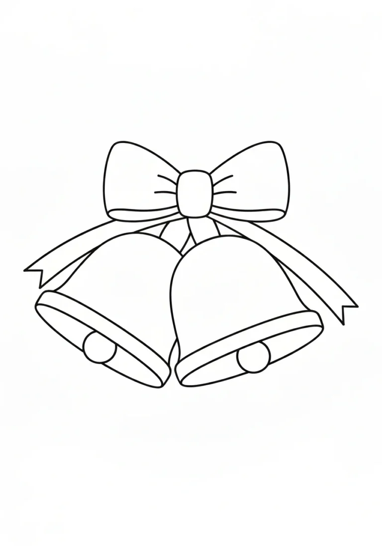 Dzwonki świąteczne z kokardą - kolorowanka - kolorowanka line-art do druku