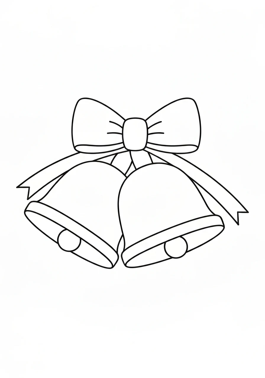 Dzwonki świąteczne z kokardą - kolorowanka - kolorowanka line-art do druku