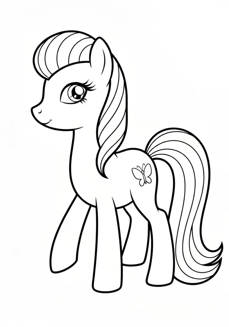 Fluttershy delikatny kucyk - kolorowanka MLP - kolorowanka line-art do druku
