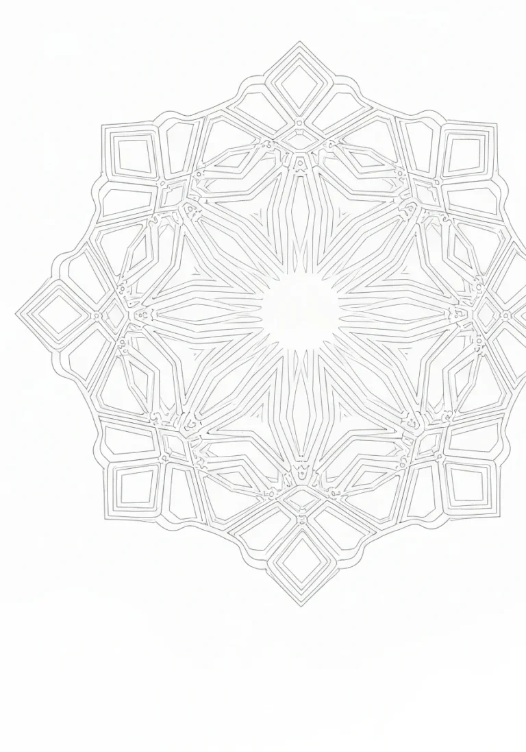 Fraktal Kocha - kolorowanka geometryczna - kolorowanka line-art do druku