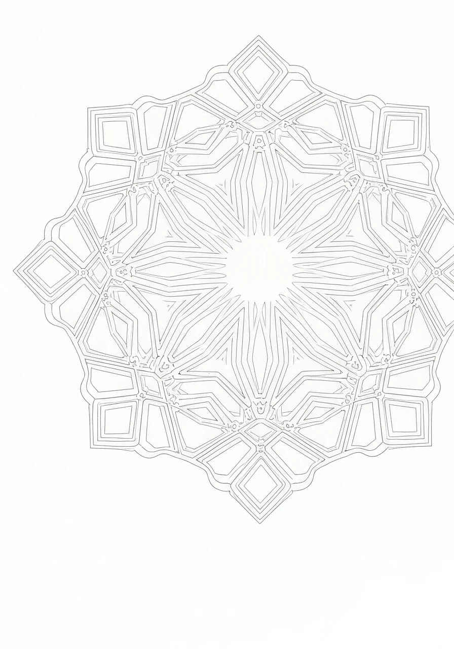 Fraktal Kocha - kolorowanka geometryczna - kolorowanka line-art do druku