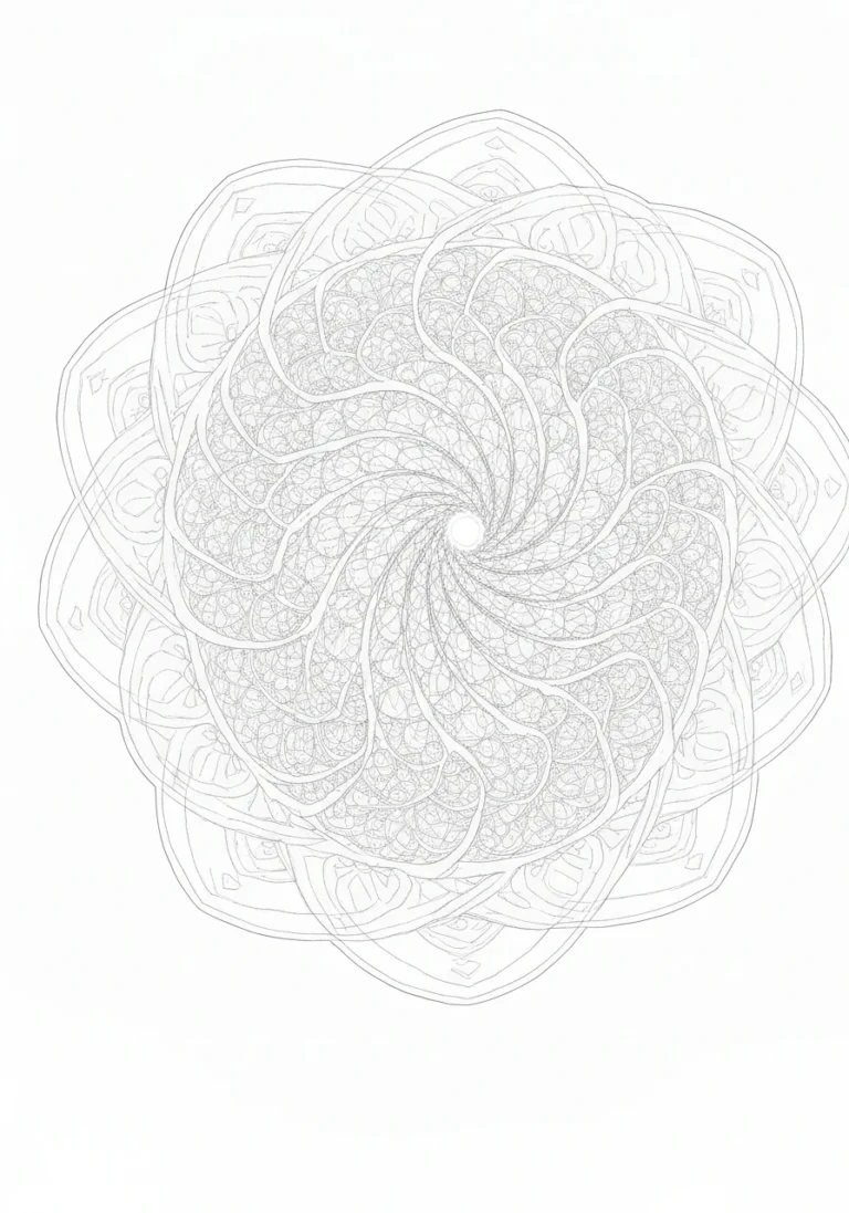 Fraktal Mandelbrota - matematyczna kolorowanka - kolorowanka line-art do druku