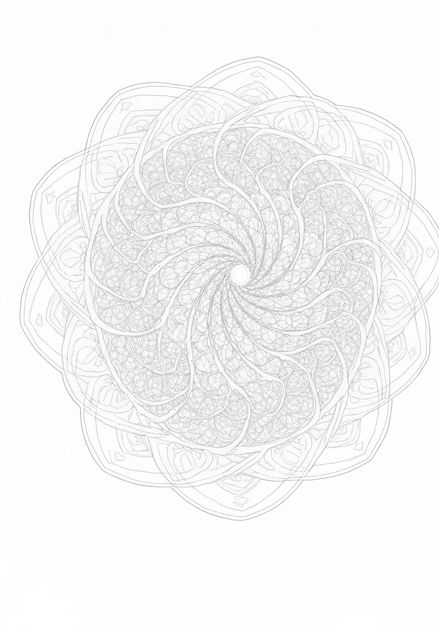 Fraktal Mandelbrota - matematyczna kolorowanka - kolorowanka line-art do druku