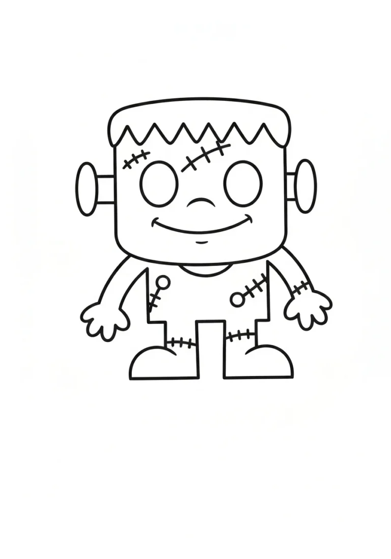 Frankenstein dla dzieci - kolorowanka Halloween - kolorowanka line-art do druku