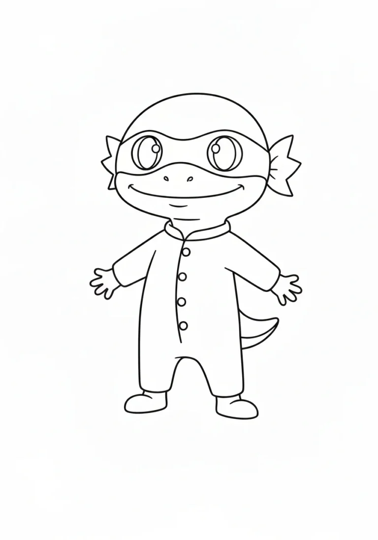 Gekko zielony pidżamers - kolorowanka - kolorowanka line-art do druku
