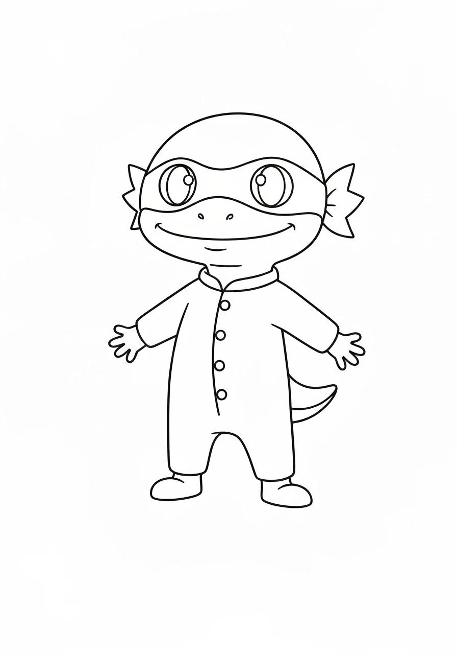 Gekko zielony pidżamers - kolorowanka - kolorowanka line-art do druku