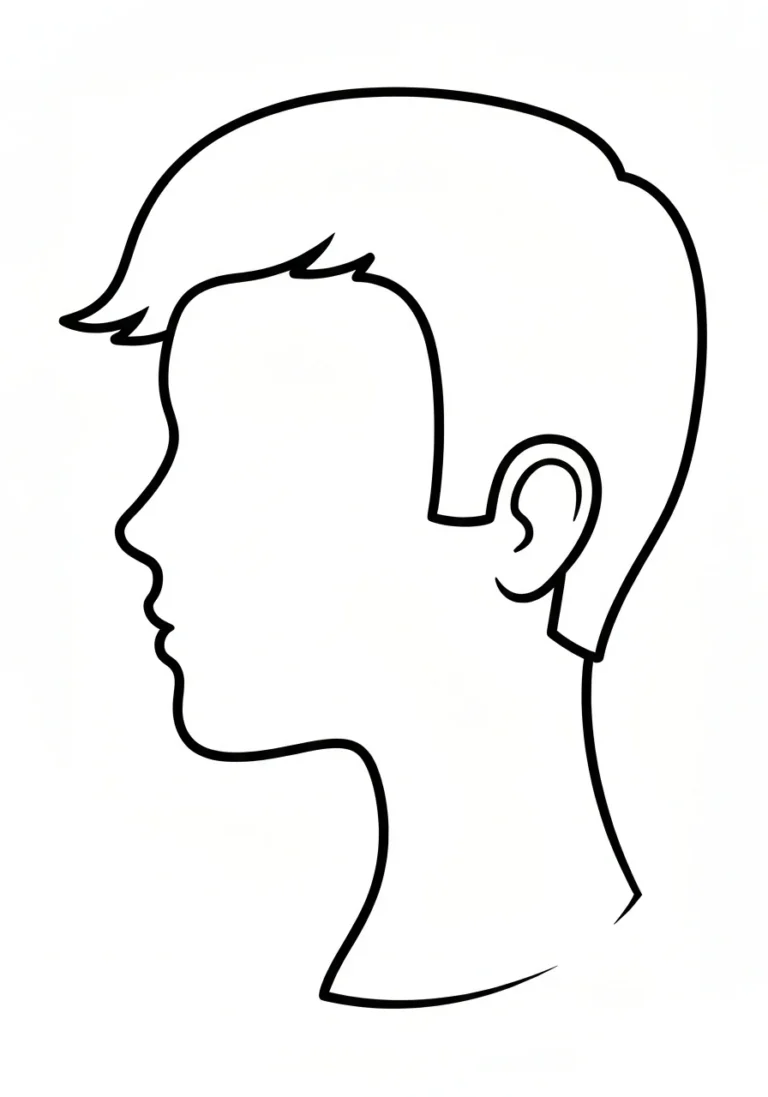 Głowa z włosami - kolorowanka część ciała - kolorowanka line-art do druku