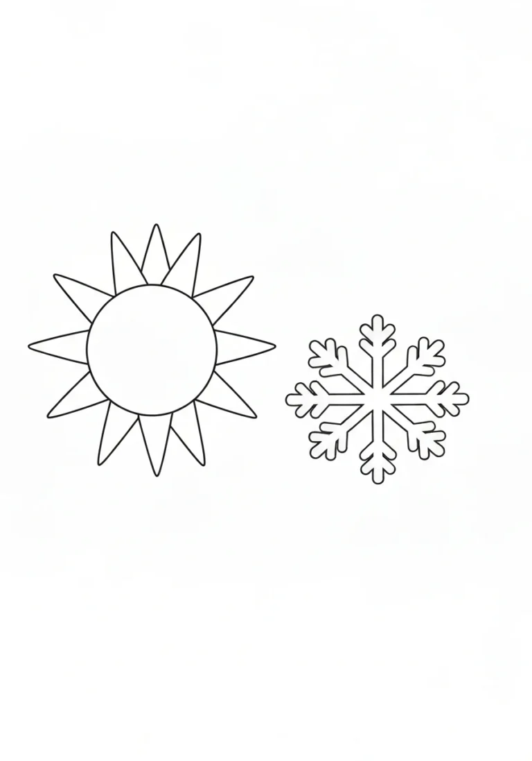 Gorący vs zimny - kolorowanka przeciwieństwa - kolorowanka line-art do druku