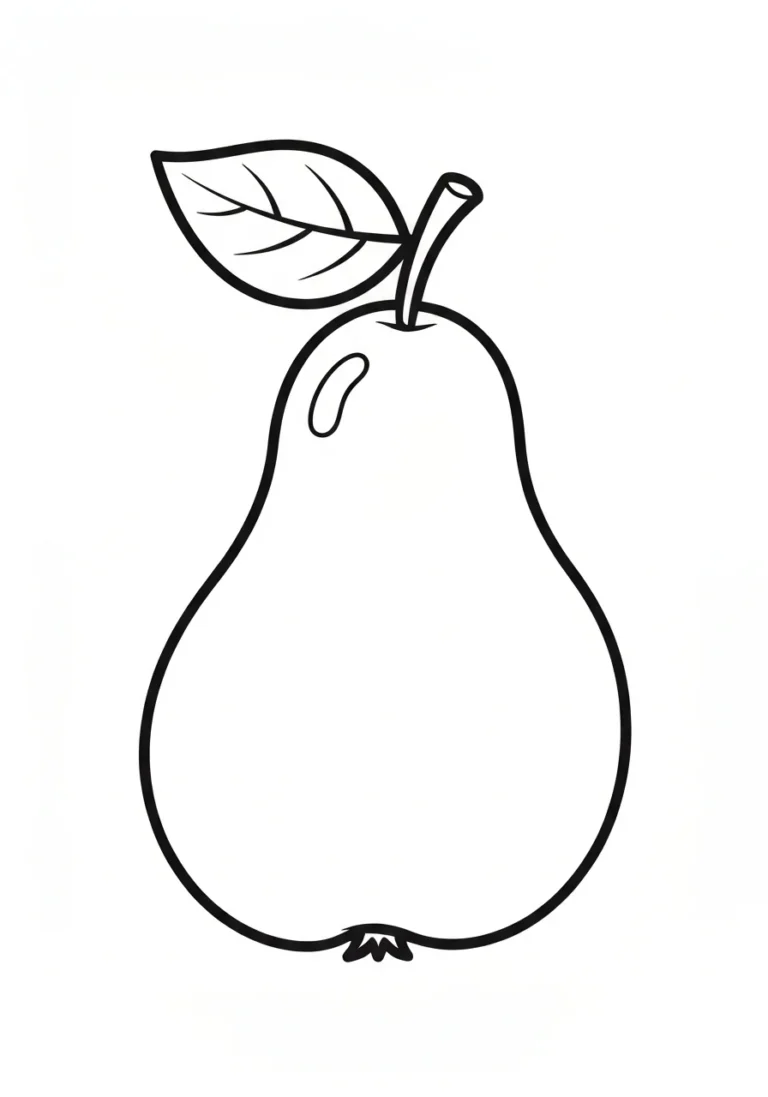 Gruszka - kolorowanka owoc edukacyjna - kolorowanka line-art do druku