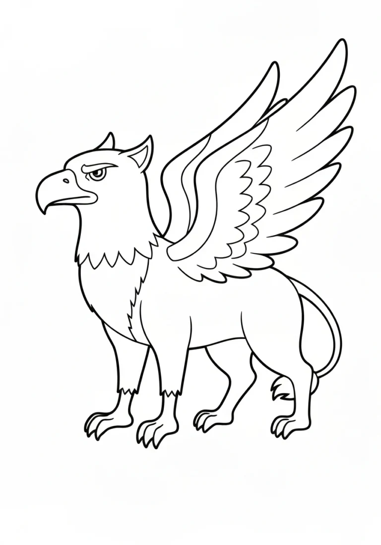 Gryf - mityczne stworzenie kolorowanka do druku - kolorowanka line-art do druku