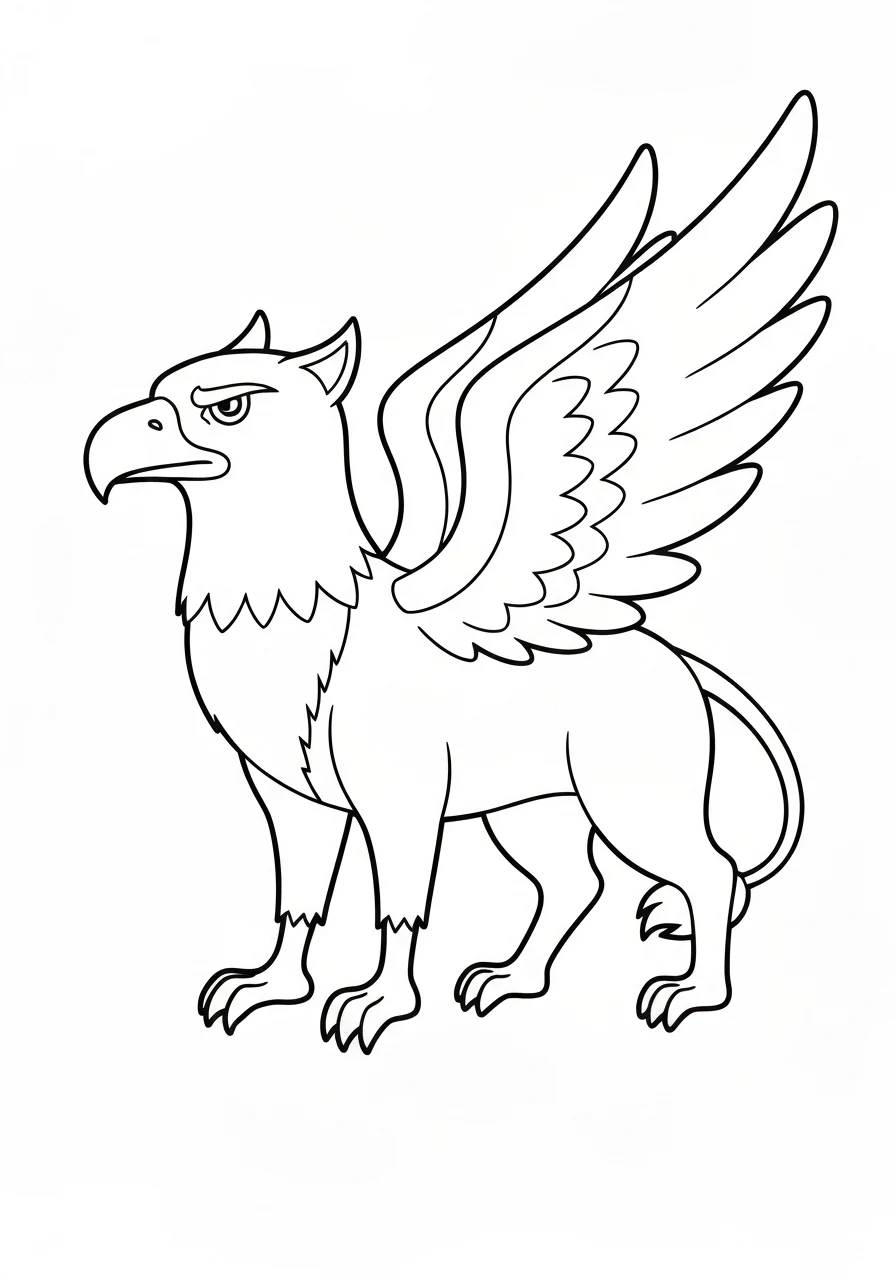 Gryf - mityczne stworzenie kolorowanka do druku - kolorowanka line-art do druku